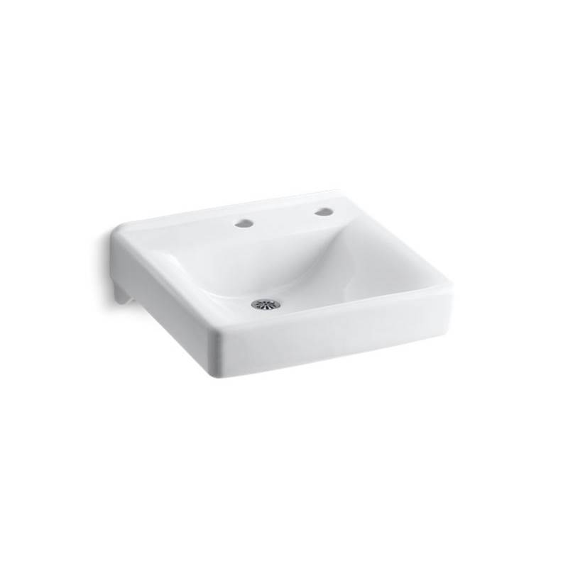 Kohler Soho® 20'' x 18'' wall-mount/concealed arm carrier bathroom sink with single faucet hole and right-hand soap dispenser hole