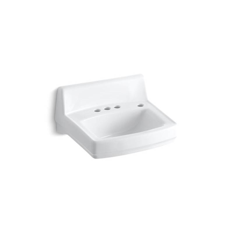 Kohler Greenwich™ 20-3/4'' x 18-1/4'' wall-mount/concealed arm carrier bathroom sink with 4'' centerset faucet holes and right-hand soap dispenser hole