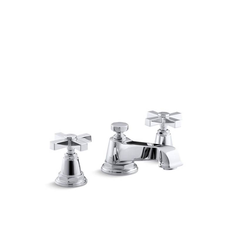 Kohler Pinstripe® Pure Widespread bathroom sink faucet with cross handles