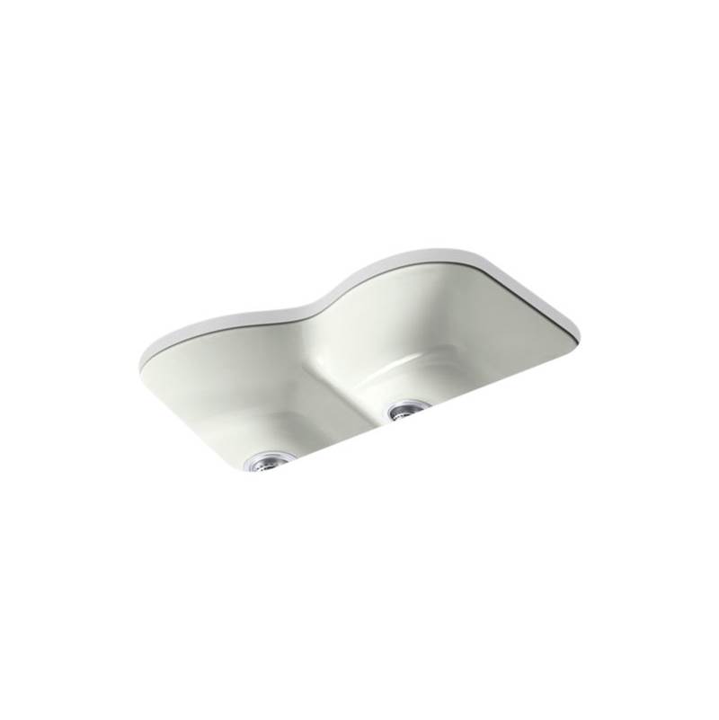 Kohler Langlade® 33'' x 22'' x 9-5/8'' Smart Divide® undermount double-equal kitchen sink with 6 oversize faucet holes