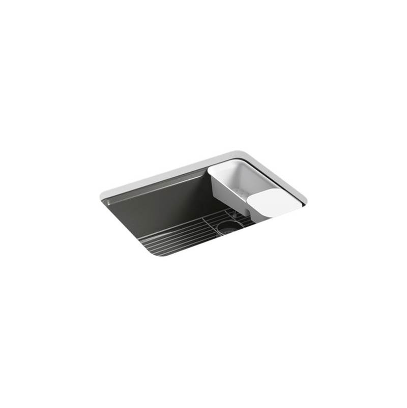 Kohler Riverby® 27'' x 22'' x 9-5/8'' undermount single-bowl workstation kitchen sink with accessories and 5 oversized faucet holes
