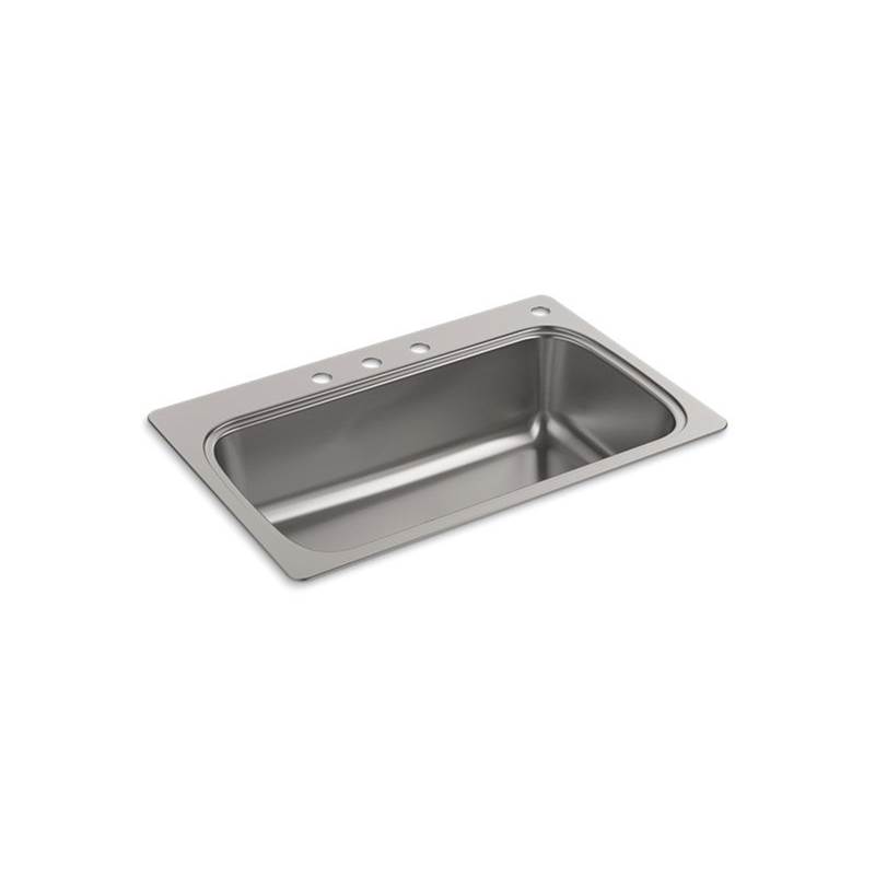 Kohler Verse™ 33'' x 22'' x 9-5/16'' top-mount single-bowl kitchen sink with 4 faucet holes