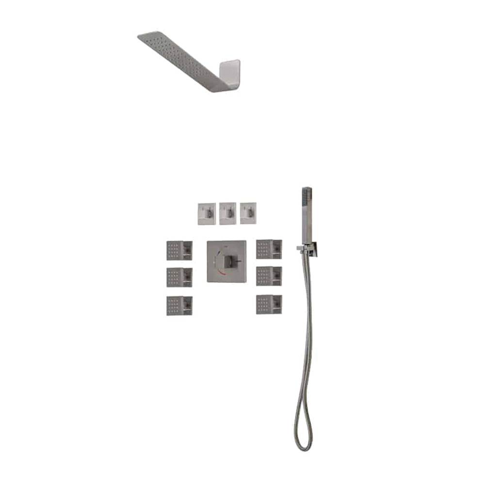 Lenova 4PC - Shower Set Includes: Shower Head Square 16'' x 4-3/4'' Trim Kit - Square
