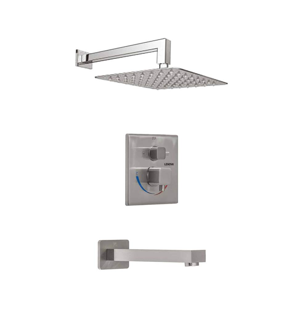 Lenova 3PC - Shower Set Includes: Shower Head Square 8'' Thermostatic/Pressure Valve Trim Kit - Square