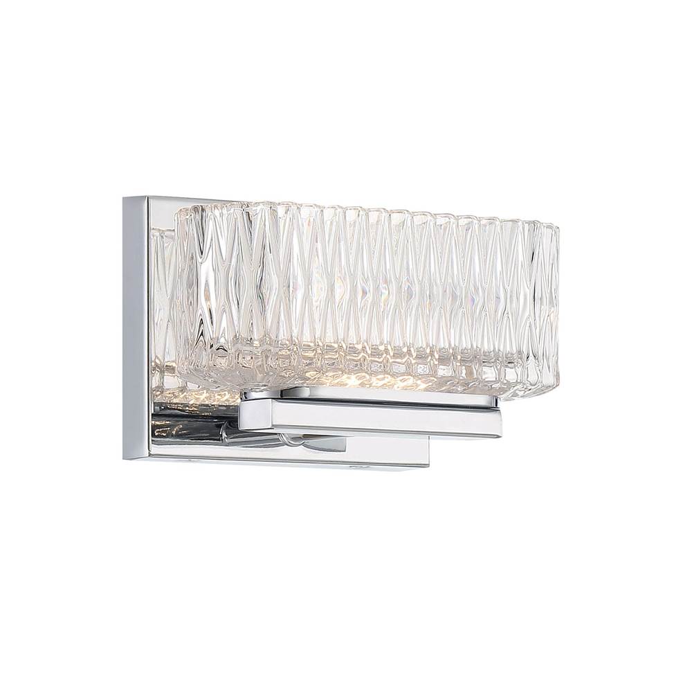 Minka-Lavery Sparren 1-Light Chrome LED Bath Vanity with Clear Pressed Glass Shade