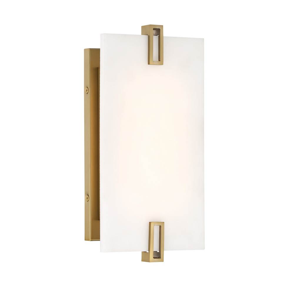 Minka-Lavery Aizen 12'' Soft Brass LED Wall Sconce with White Faux Alabaster Diffuser