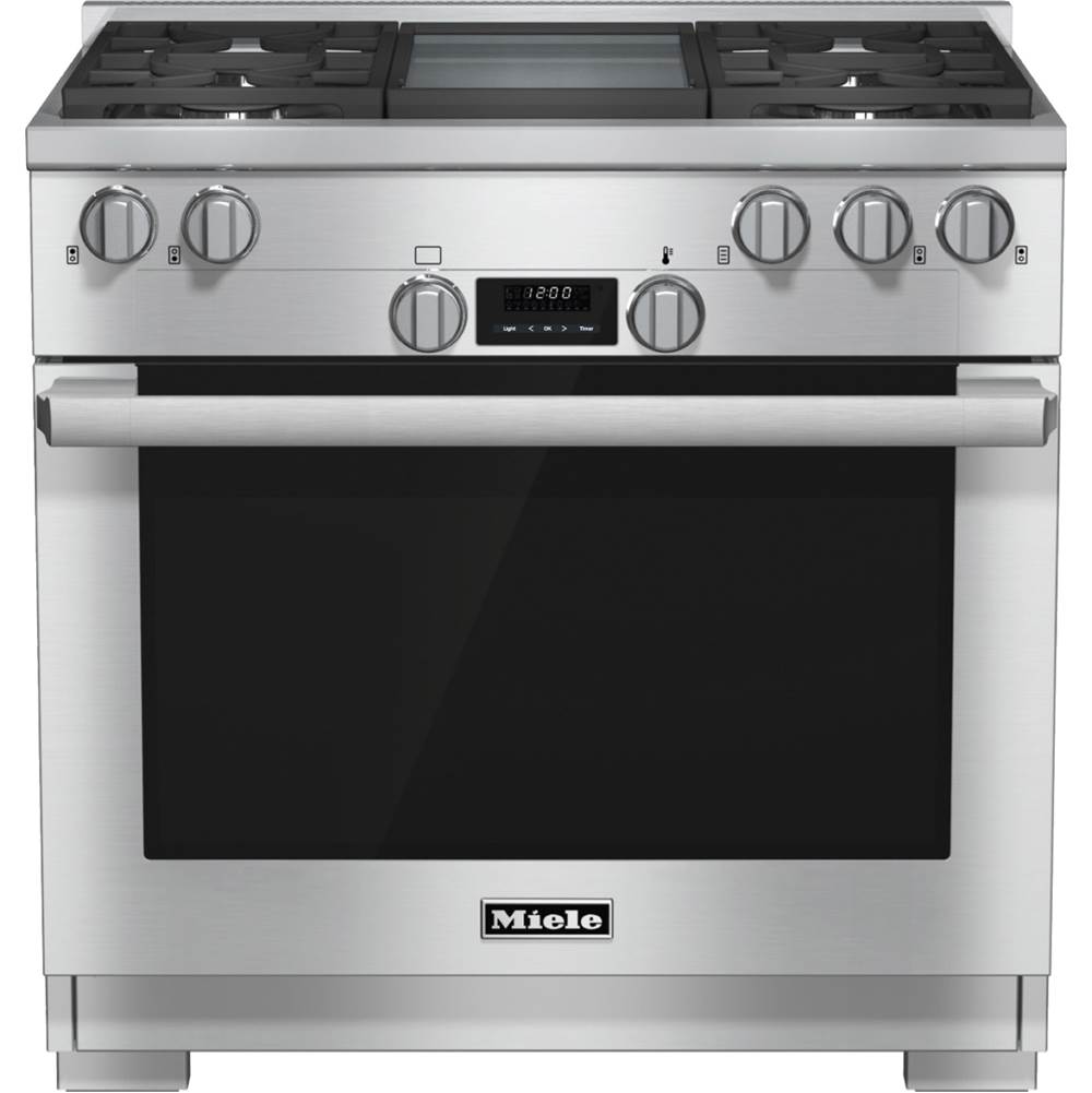 Miele HR 1136-1 G - 36'' Gas Range DirectSelect M-Pro Griddle (Clean Touch Steel)