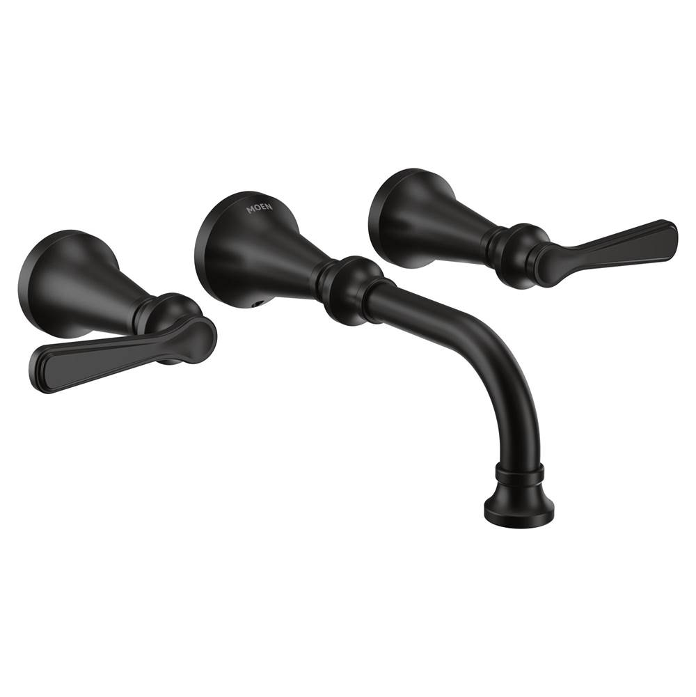Moen Colinet Traditional Lever Handle Wall Mount Bathroom Faucet Trim, Valve Required, in Matte Black
