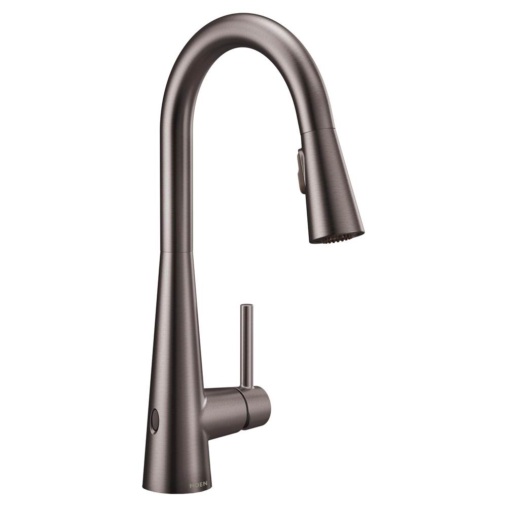 Moen Sleek Touchless Single-Handle Pull-Down Sprayer Kitchen Faucet with MotionSense Wave in Black Stainless