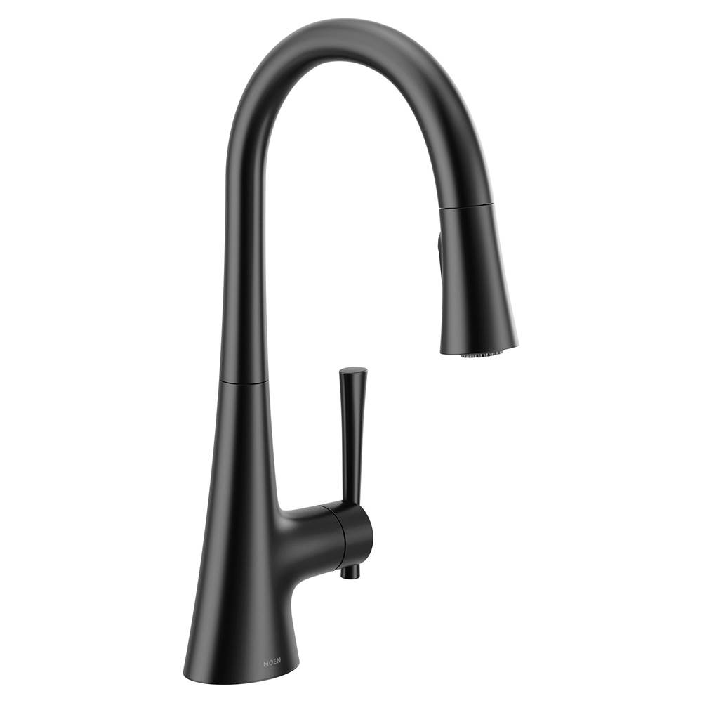 Moen KURV Single-Handle Pull-Down Sprayer Kitchen Faucet with Reflex and Power Boost in Matte Black
