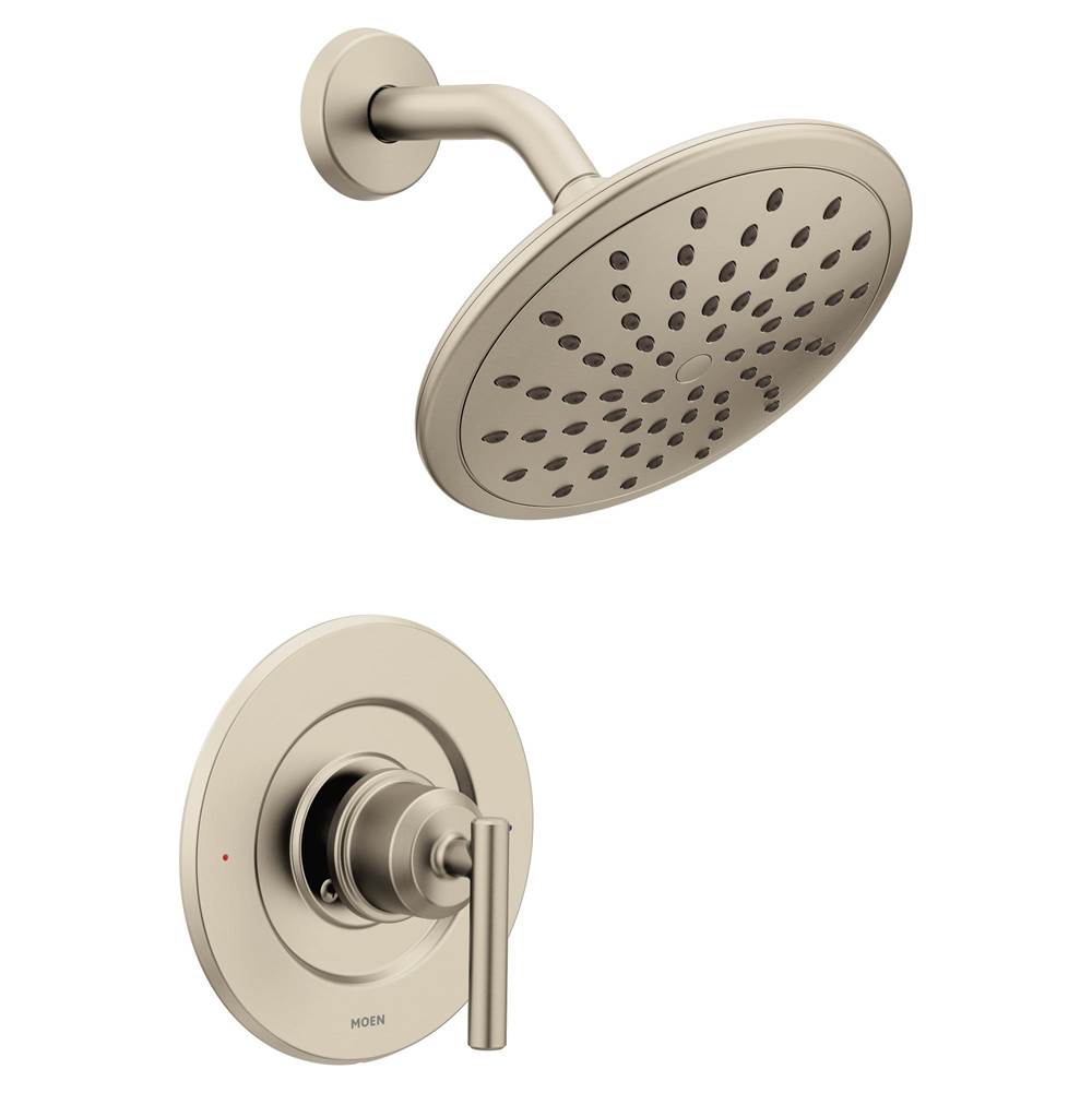 Moen Gibson Posi-Temp Pressure Balancing Modern Shower Only Trim with 8-Inch Rainshower, Valve Required, Brushed Nickel