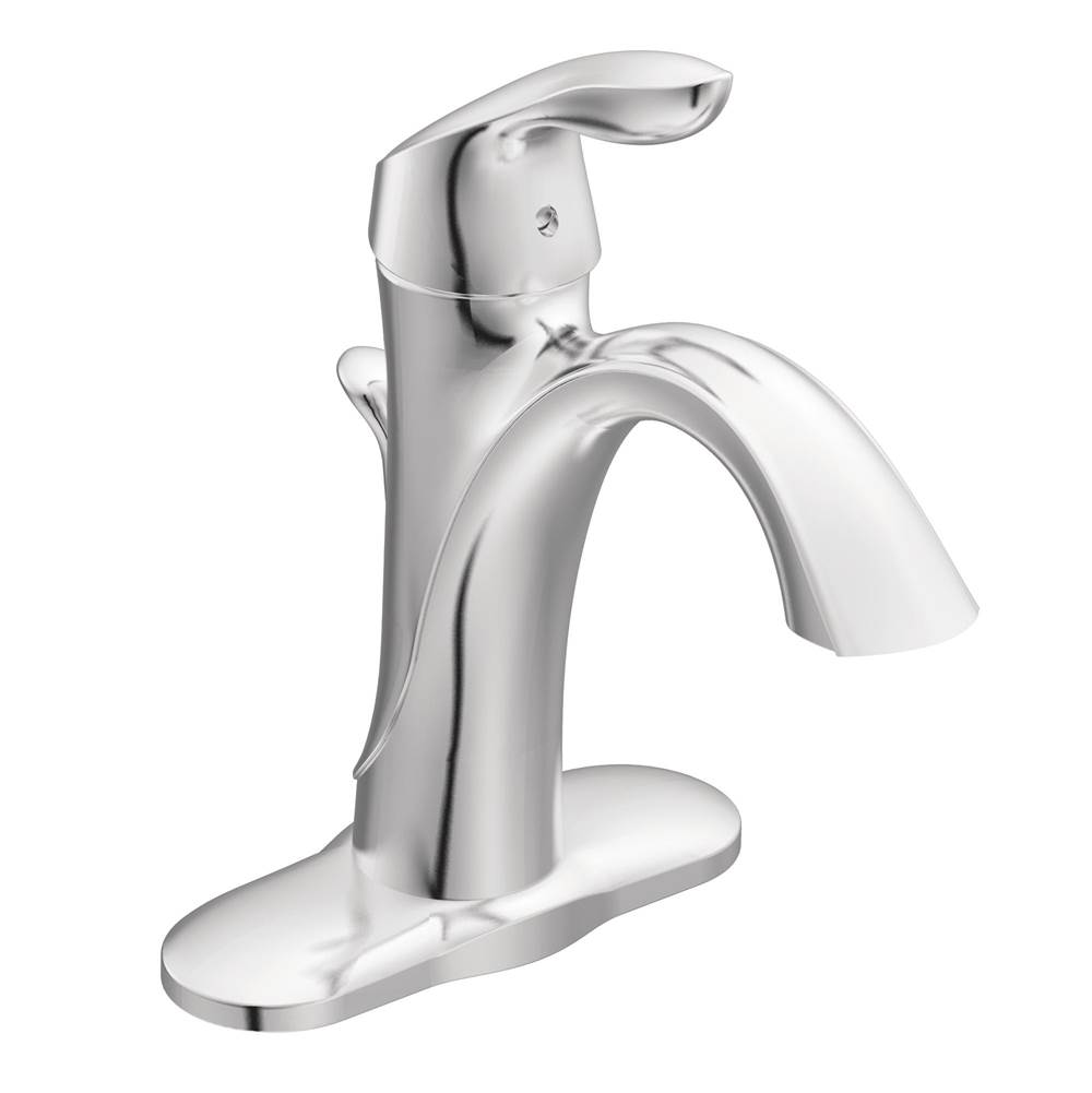 Moen Eva One-Handle Single Hole Bathroom Sink Faucet with Optional Deckplate, Chrome