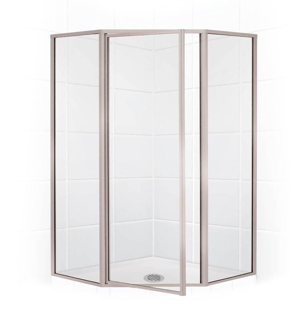 Mustee And Sons Neo Angle Shower Enclosure with Clear Glass, 36'', Brushed Nickel