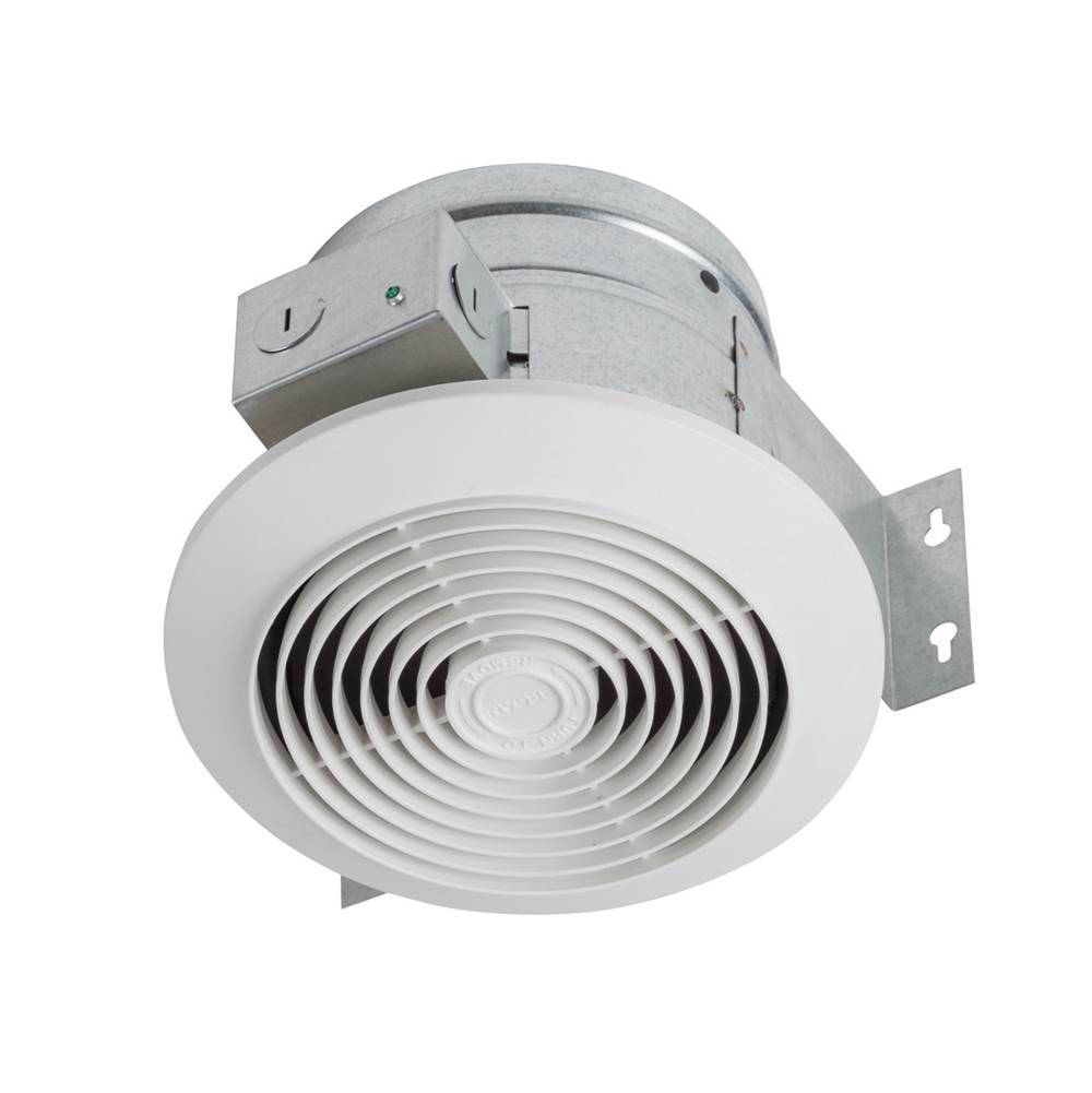 Broan Nutone Broan 60 cfm 8'' Vertical Discharge Fan with White Circle Plastic Grille, 4.5 Sones