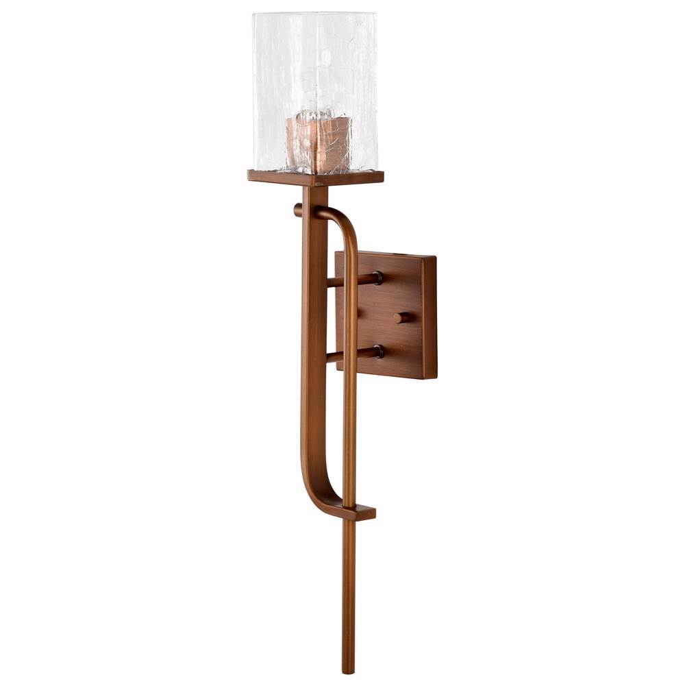 Nuvo Terrace 1 Light Wall Sconce; Natural Brass Finish; Crackel Glass