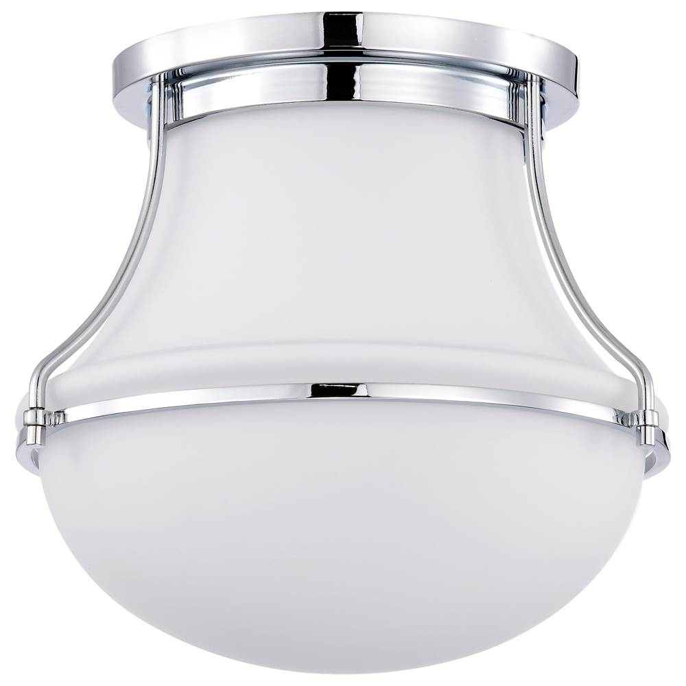 Nuvo Valdora 1 Light Flush Mount; 10 Inches; Polished Nickel; White Opal Glass