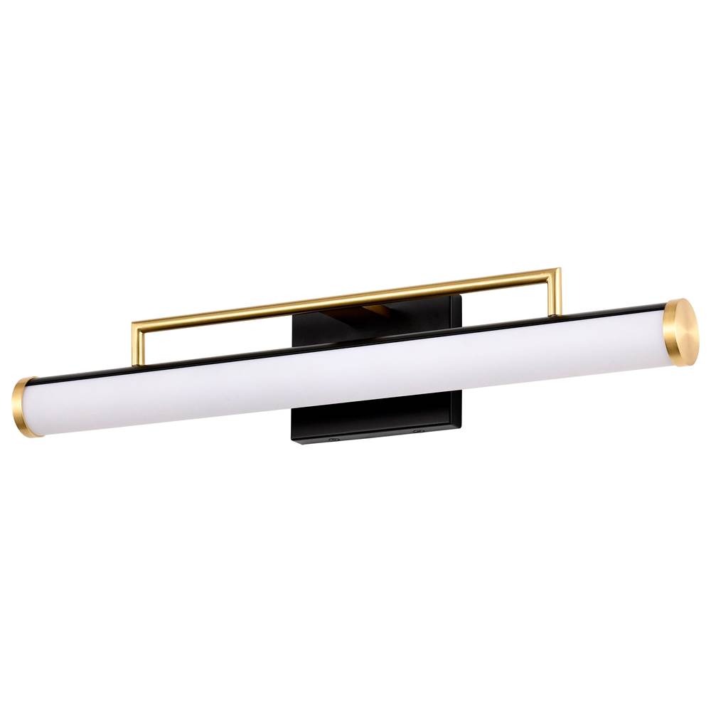 Nuvo Solano Medium Vanity; LED; Black and Brushed Brass Finish; White Acrylic Lens