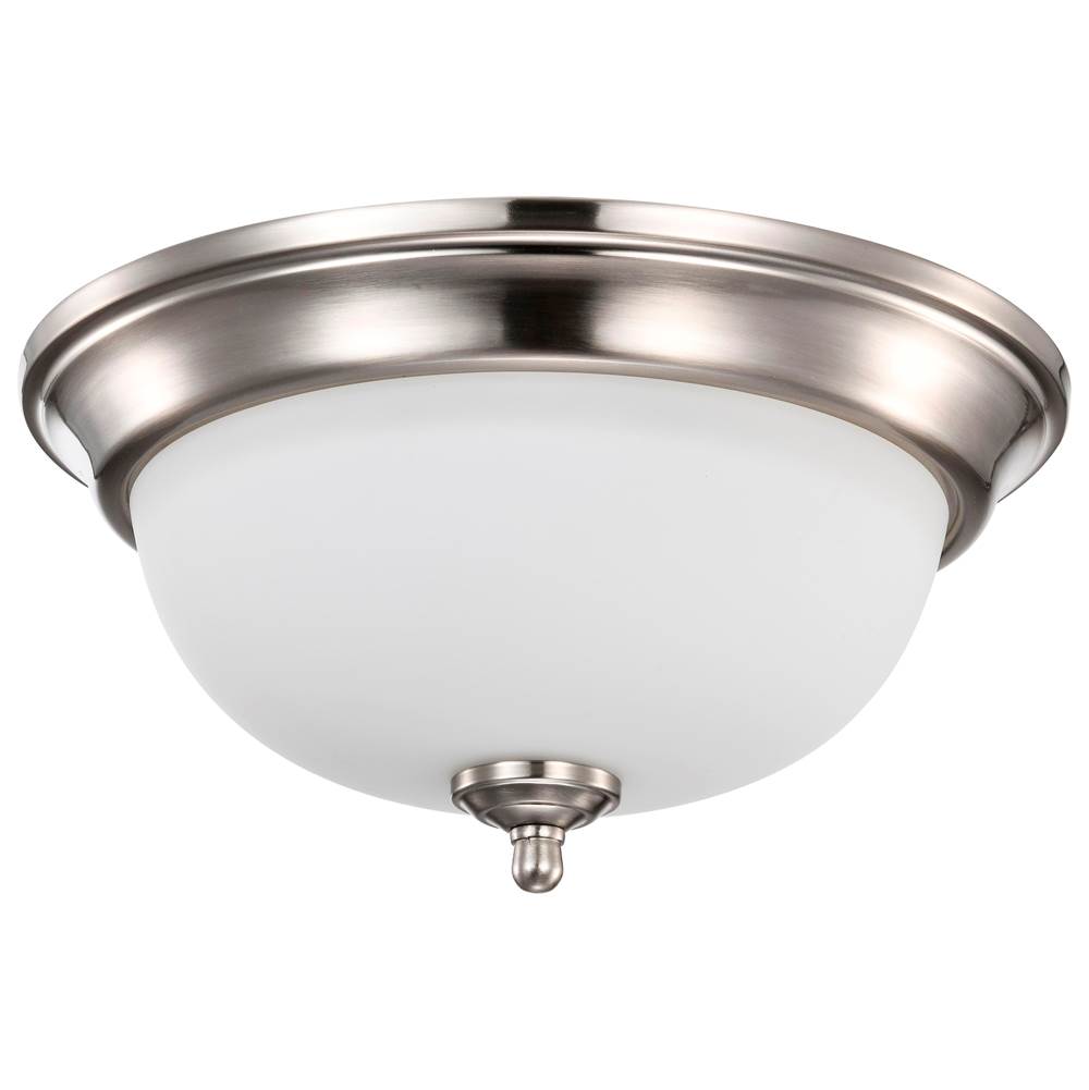 Nuvo Center Lock 13 Inch LED Flush Mount; 19 Watt; 3000K; Brushed Nickel Finish; Frosted Glass