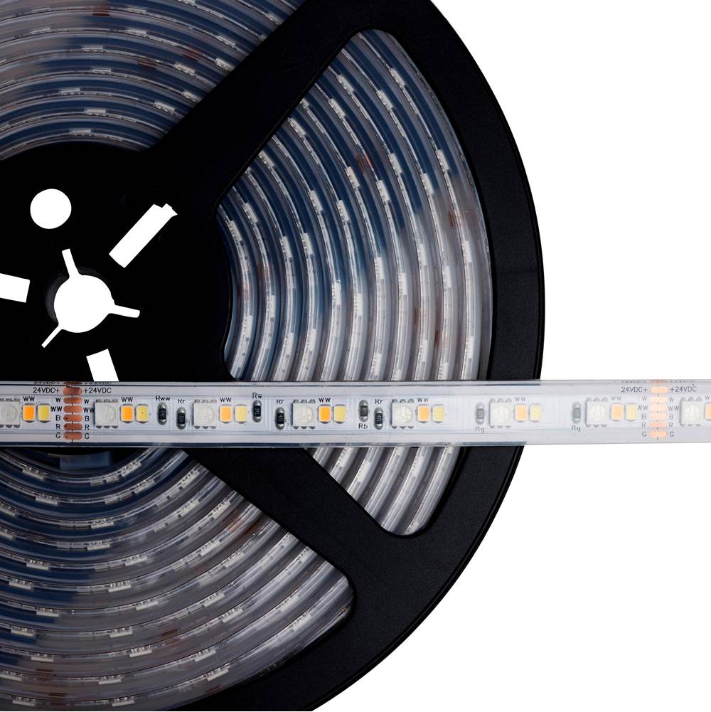 Nuvo Dimension Pro; Tape light strip; 64 ft.; Hi-Output; RGB plus Tunable White; Plug connection; IP65; Starfish IOT Capable; RF Remote Included