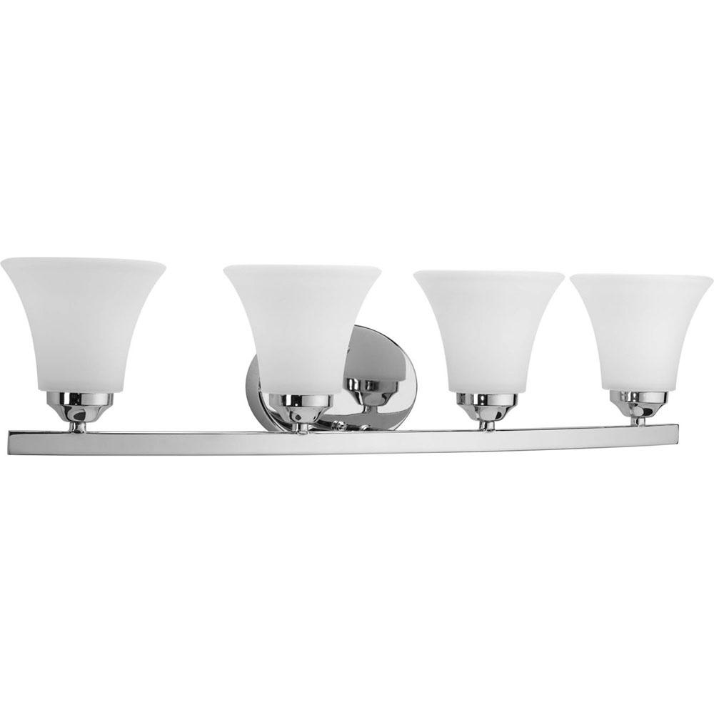 Progress Lighting Adorn Collection Four-Light Polished Chrome Etched Glass Traditional Bath Vanity Light