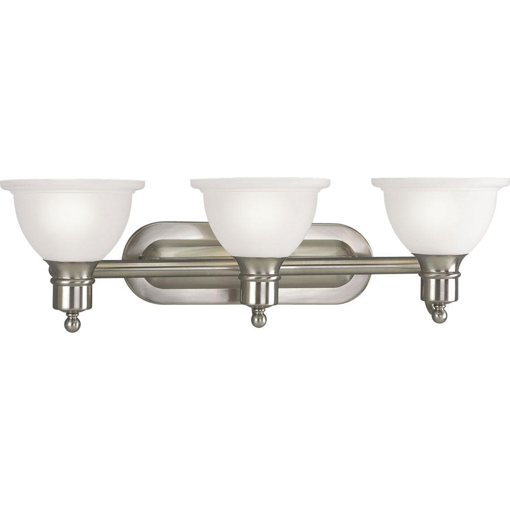 Progress Lighting Madison Collection Three-Light Brushed Nickel Etched Glass Traditional Bath Vanity Light