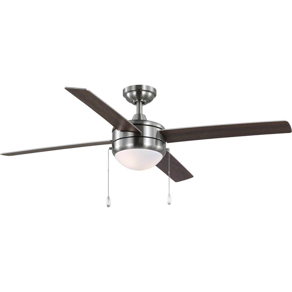 Progress Lighting McLennan II Collection 52 in. Four-Blade Brushed Nickel Transitional Ceiling Fan with LED Light Kit