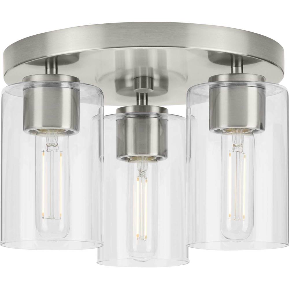 Progress Lighting Cofield Collection 12 in. Three-Light Brushed Nickel Transitional Flush Mount