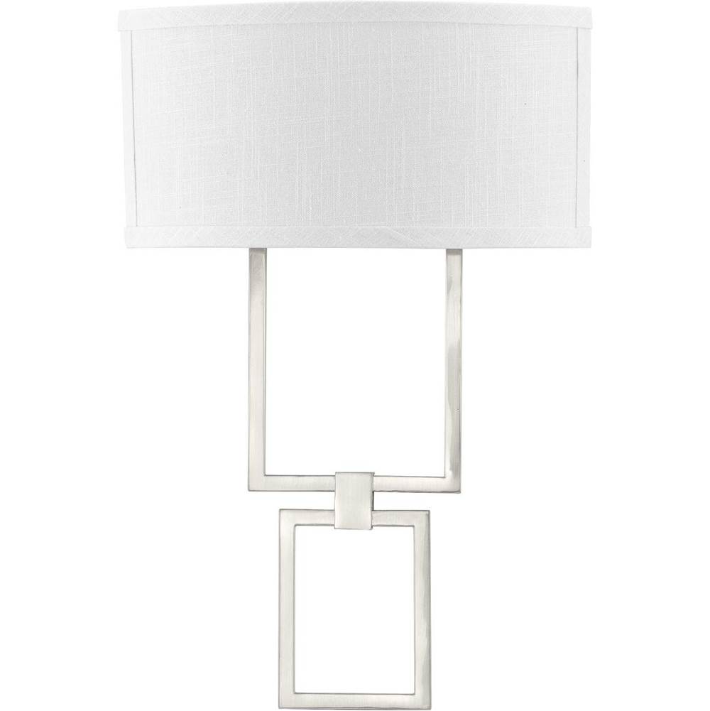 Progress Lighting LED Shaded Sconce Collection Brushed Nickel One-Light Square Wall Sconce