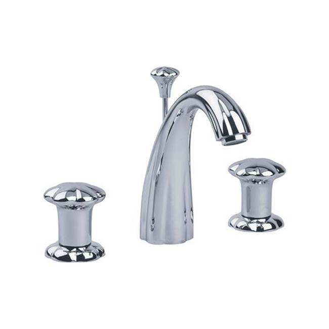 Rohl Florale Widespread Lavatory Faucet In Sunshine With Black Glass Handles