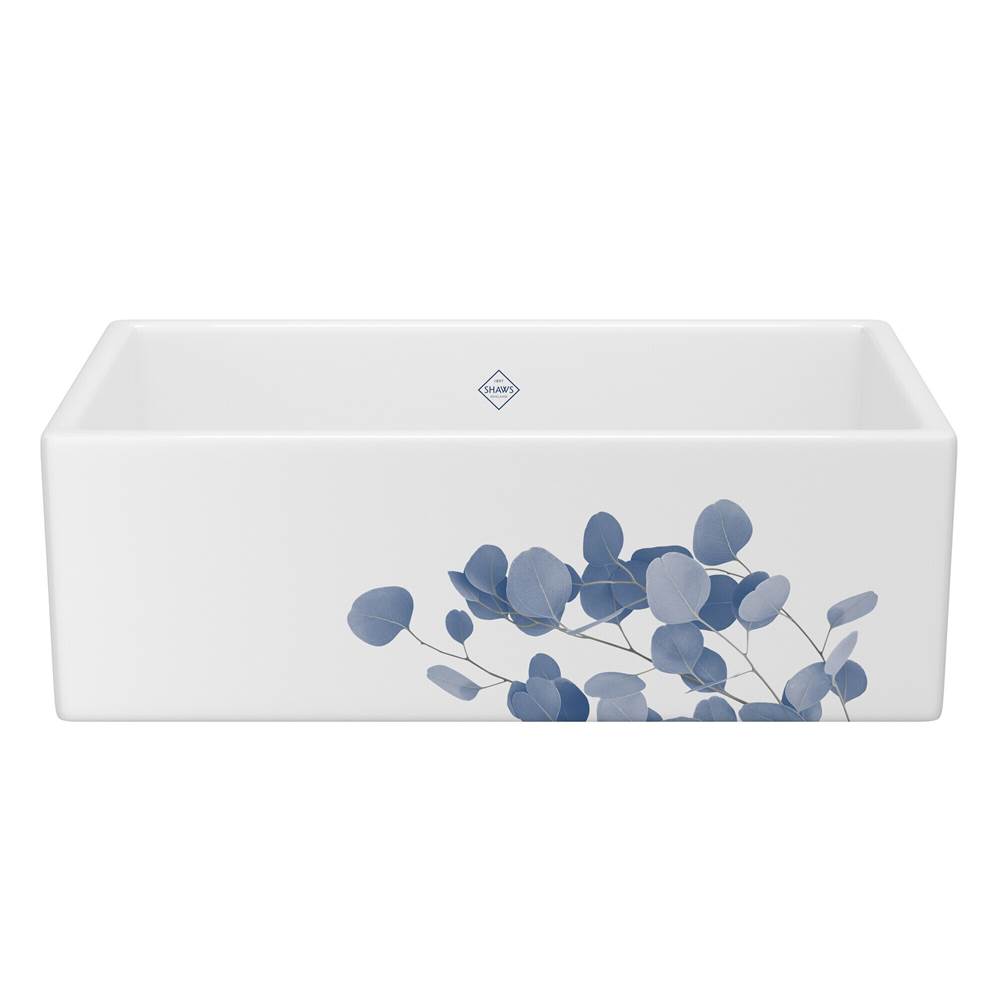 Rohl Shaker™ 33'' Single Bowl Farmhouse Apron Front Fireclay Kitchen Sink With Eucalyptus Design