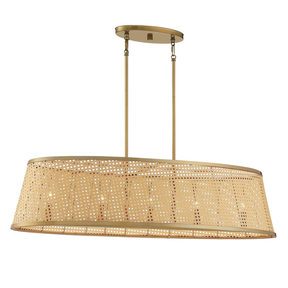 Savoy House Astoria 5-Light Oval Chandelier in Natural with Burnished Brass
