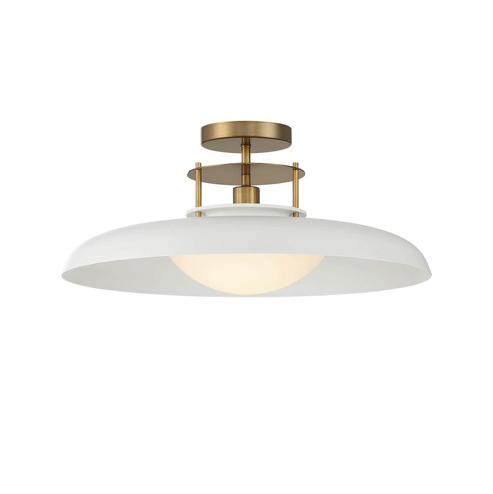 Savoy House Gavin 1-Light Ceiling Light in White with Warm Brass Accents