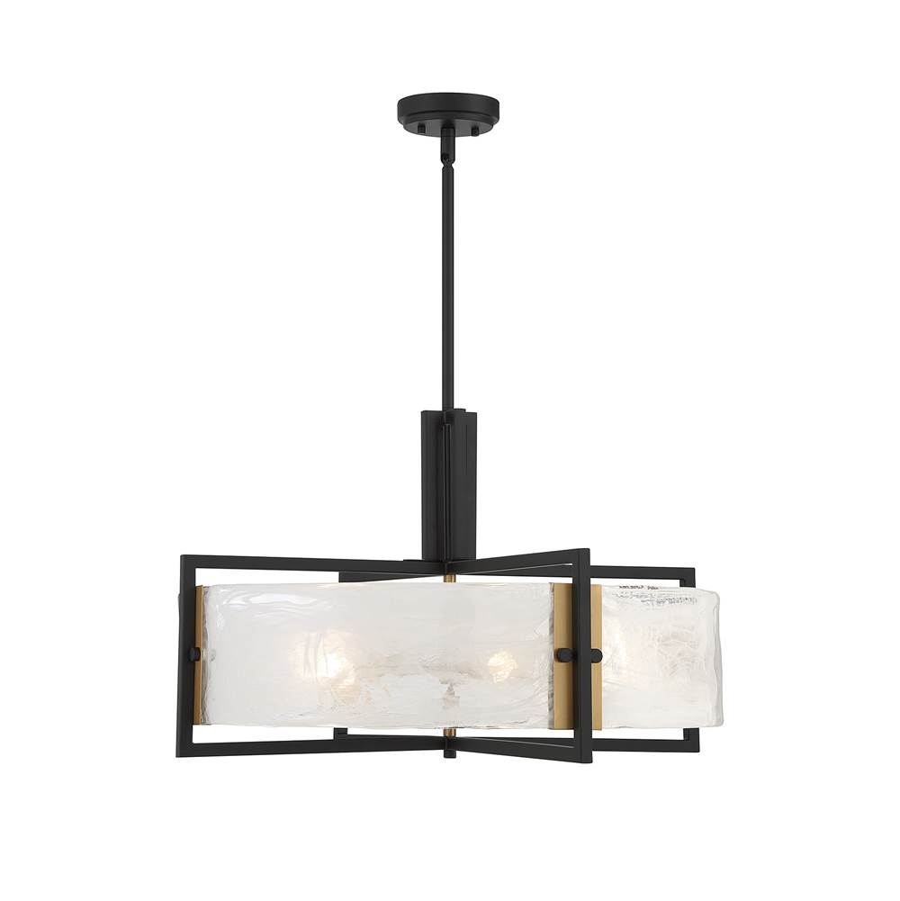 Savoy House Hayward 5-Light Pendant in Matte Black with Warm Brass Accents