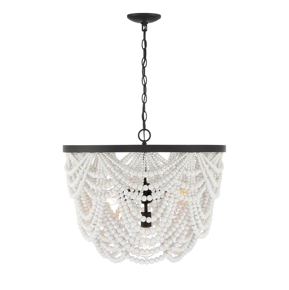Savoy House 5-Light Chandelier in White with Oil Rubbed Bronze