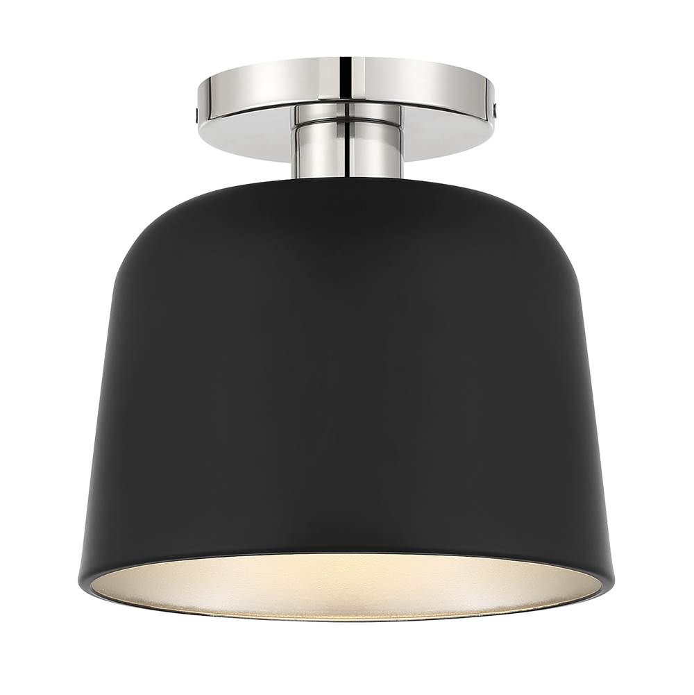 Savoy House 1-Light Ceiling Light in Matte Black with Polished Nickel