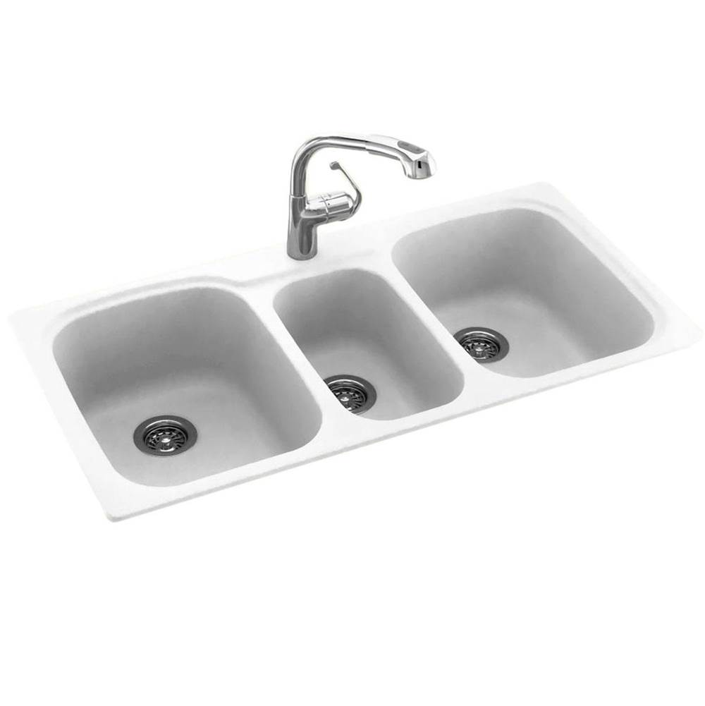 Swan KSTB-4422 22 x 44 Swanstone® Dual Mount Triple Bowl Sink in White