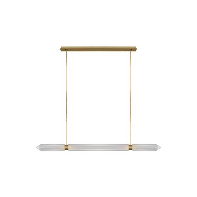 Visual Comfort Modern Collection Avroko Langston 1-Light Dimmable Led Extra Large Linear Chandelier With Plated Brass Finish And Crystal Shade
