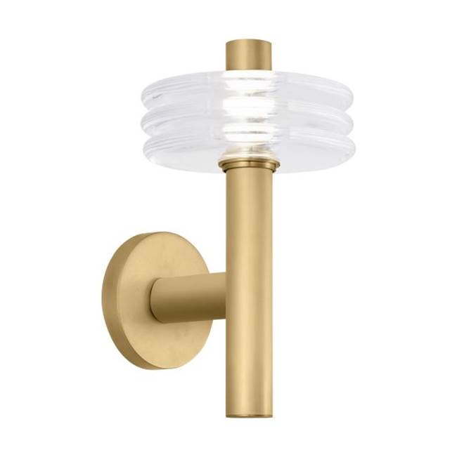 Visual Comfort Modern Collection Kelly Wearstler Laurel 1-Light Dimmable Led Medium Sconce With Natural Brass Finish And Crystal Shade
