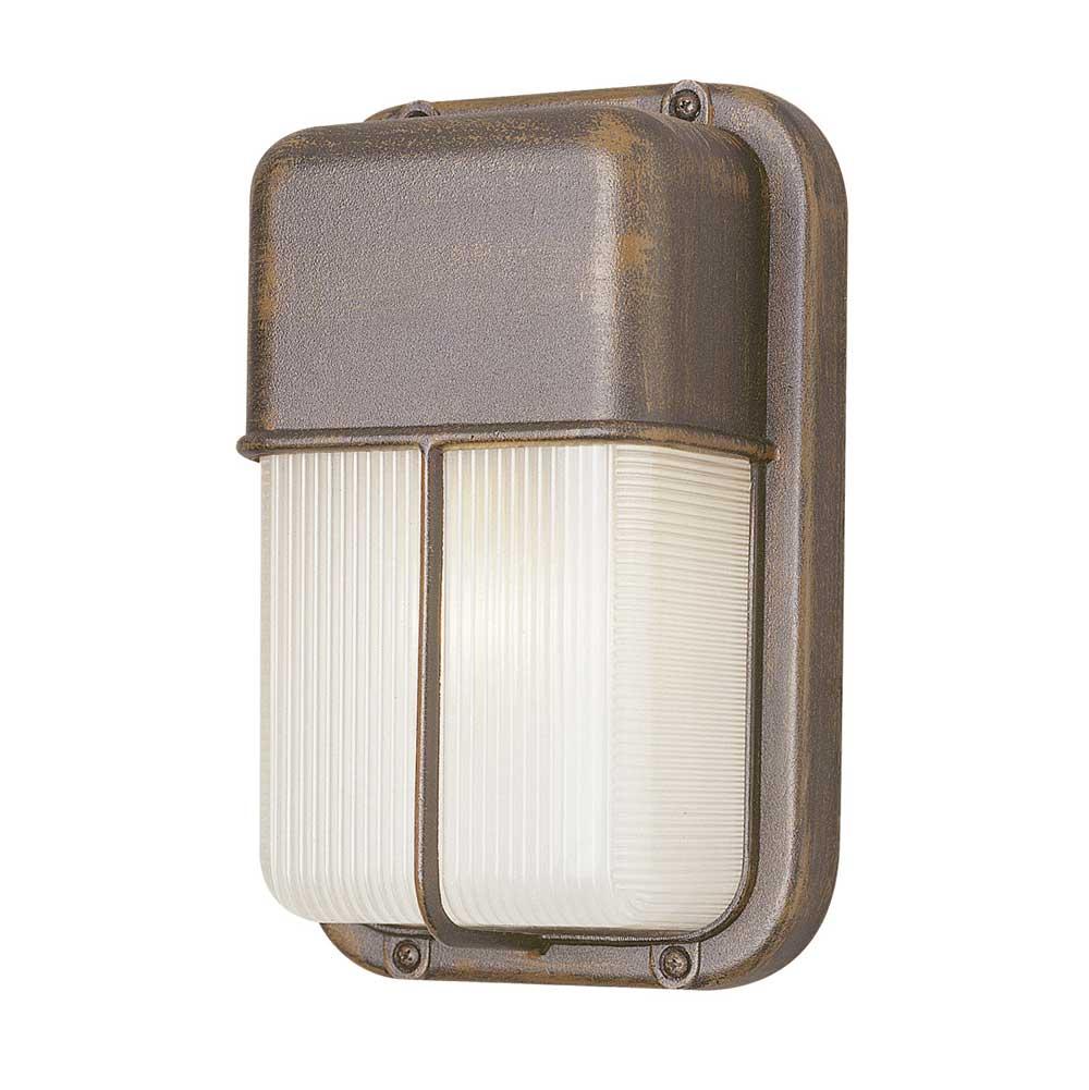 Trans Globe Bulkhead 1-Light Outdoor Rust Wall or Ceiling Fixture 41005RT 