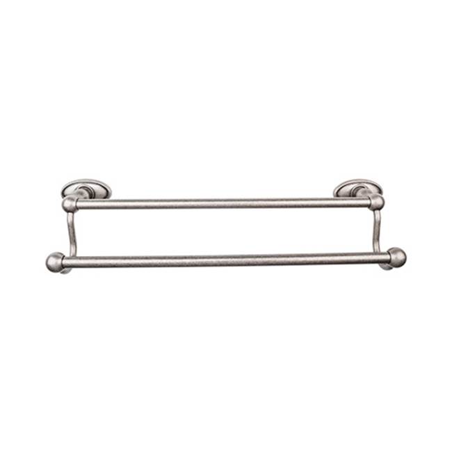 Top Knobs Edwardian Bath Towel Bar 18 In. Double - Oval Backplate Antique Pewter