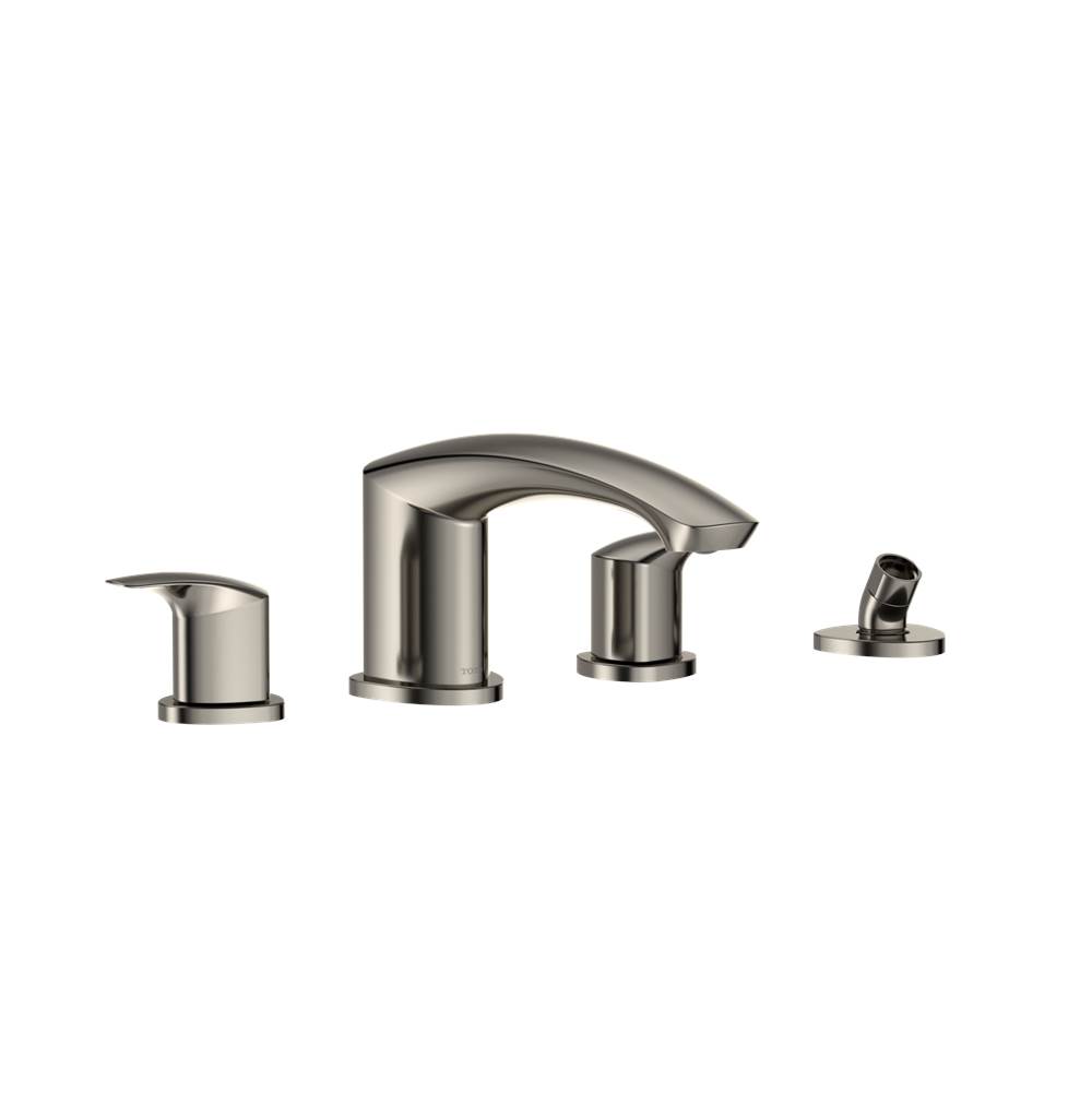 TOTO Toto® Gm Two-Handle Deck-Mount Roman Tub Filler Trim With Handshower, Polished Nickel