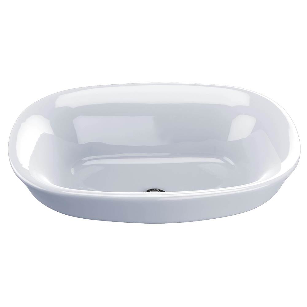 Toto Maris™ Oval Semi-Recessed Vessel Bathroom Sink with CEFIONTECT, Cotton White