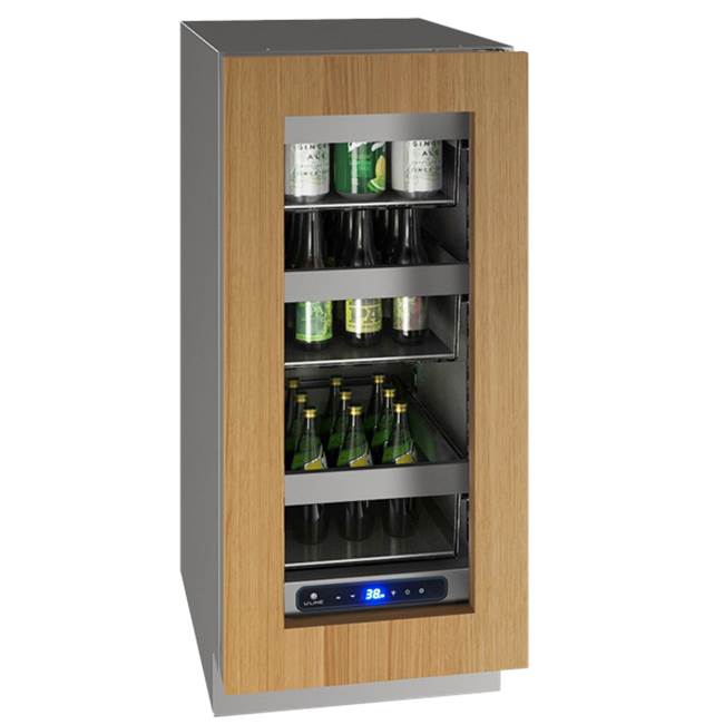 U Line Glass Refrigerator 15'' Reversible Hinge Integrated 115v