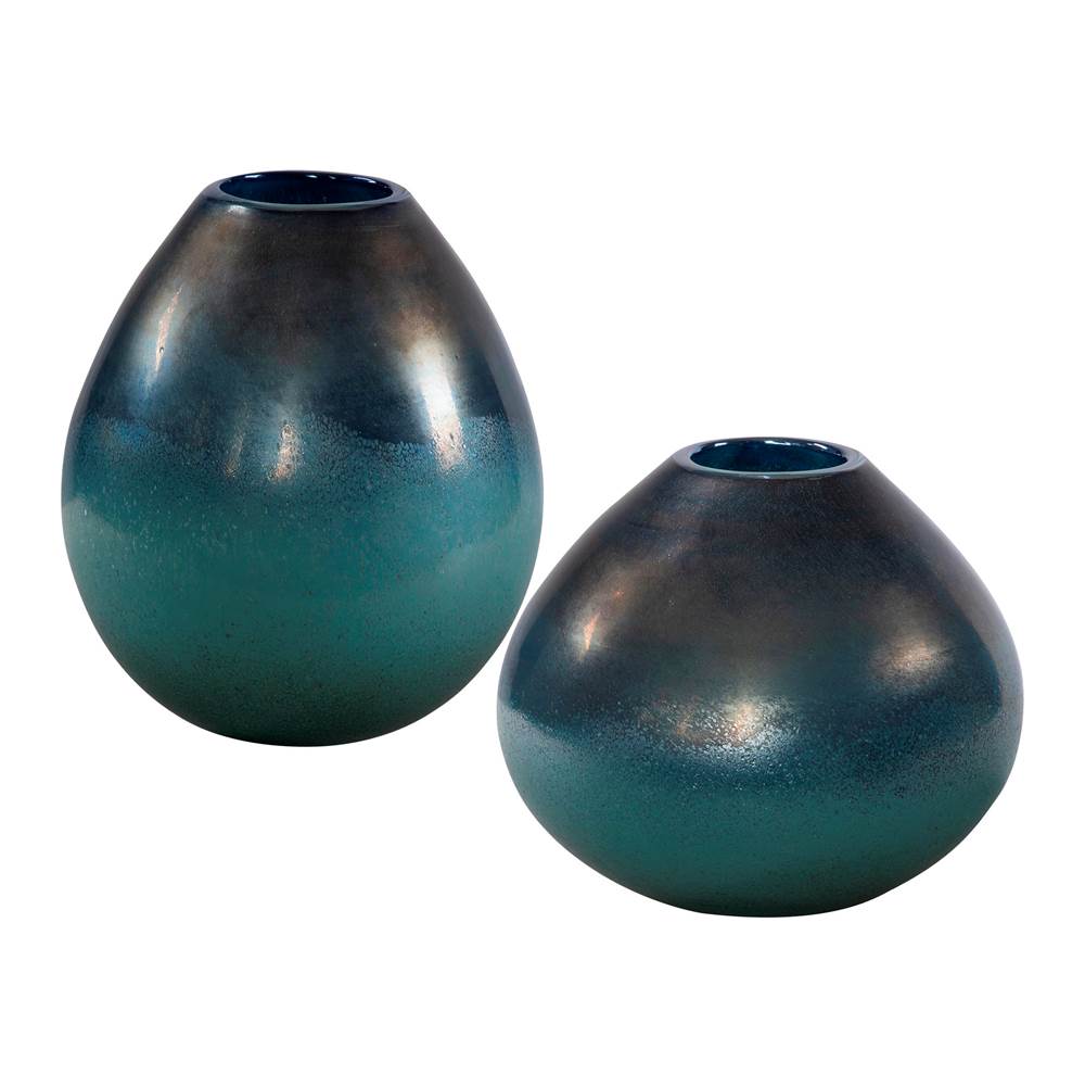 Uttermost Uttermost Rian Aqua Bronze Vases, S/2