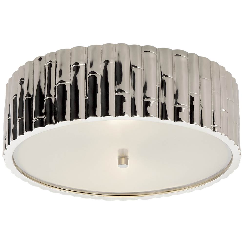 Visual Comfort Signature Collection Frank Large Flush Mount in Polished Nickel with Frosted Glass