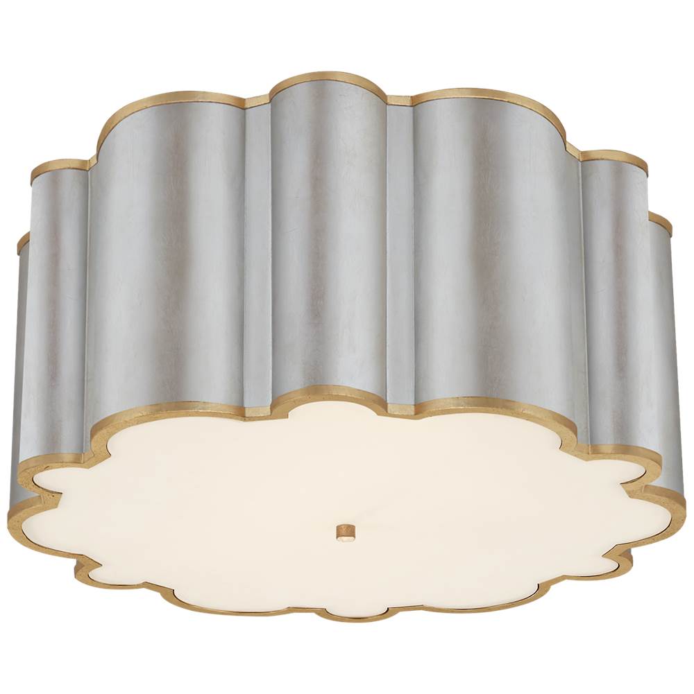 Visual Comfort Signature Collection Markos Grande Flush Mount in Burnished Silver Leaf and Gild with Frosted Acrylic