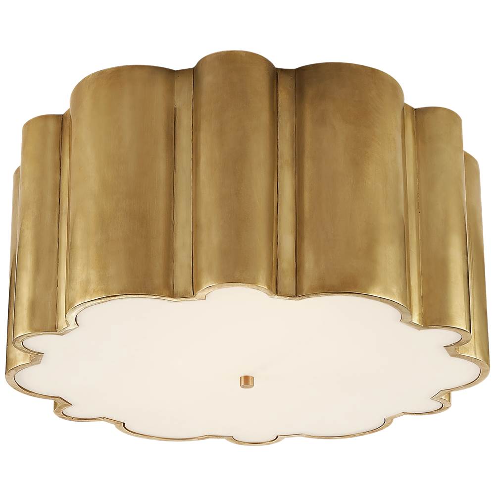 Visual Comfort Signature Collection Markos Grande Flush Mount in Natural Brass with Frosted Acrylic