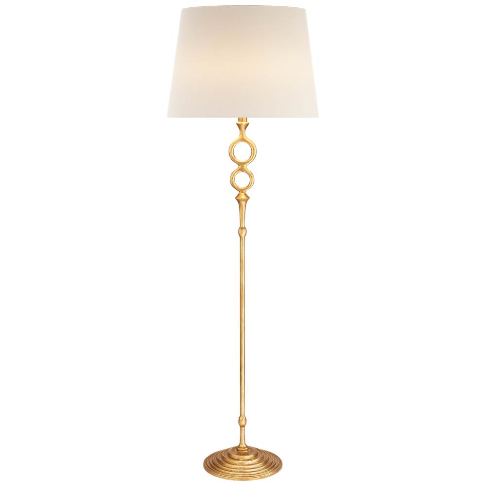 Visual Comfort Signature Collection Bristol Floor Lamp in Gilded with Linen Shade
