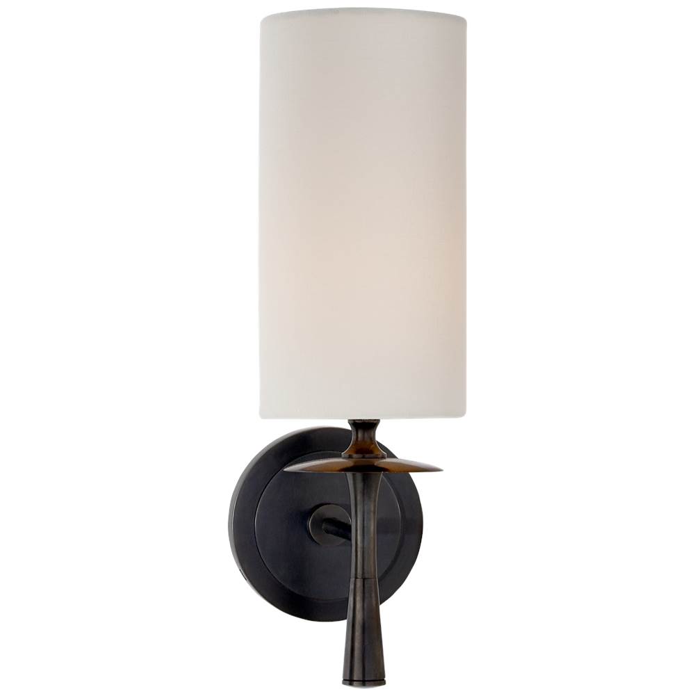 Visual Comfort Signature Collection Drunmore Single Sconce in Bronze with Linen Shade