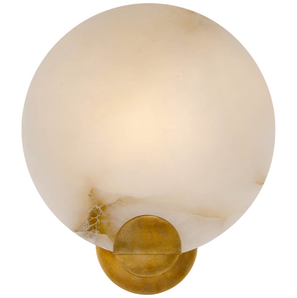 Visual Comfort Signature Collection Iveala Single Sconce in Hand-Rubbed Antique Brass with Alabaster Shade